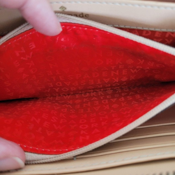 Kate Spade Neda Wallet Clutch Accordion Geniue Leather Zip Around Ivory Black - Picture 5 of 10